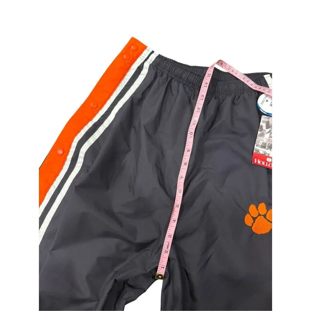 NWT Vintage Holloway Side Snap Athletic Track Pants Orange/Black Nylon Size Larg